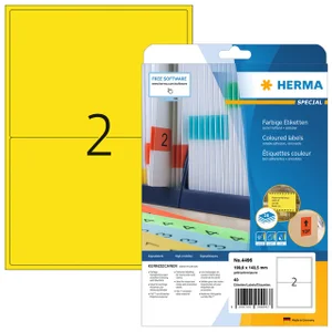 Etiket HERMA 4496 199.6x143.5mm geel 40 stuks