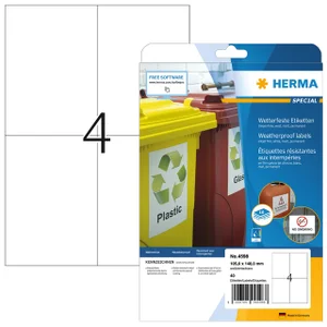 Etiket HERMA 4598 105x148mm folie wit 40 stuks
