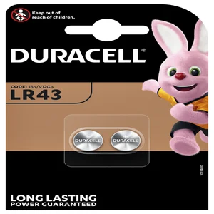 Batterij Duracell knoopcel 2xLR43 alkaline Ø11,6mm