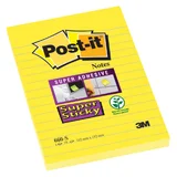 Memoblok Post-it 660 Super Sticky 102x152 geel met lijn 75 vel