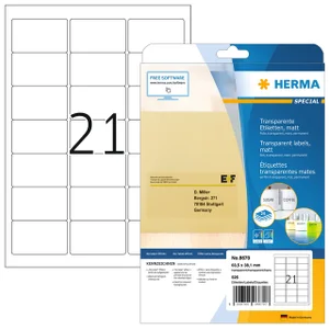Etiket HERMA 8670 A4 63.5x38.1mm folie transparant
