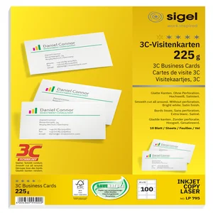 Visitekaart Sigel 85x55mm 225gr gladde zijden wit