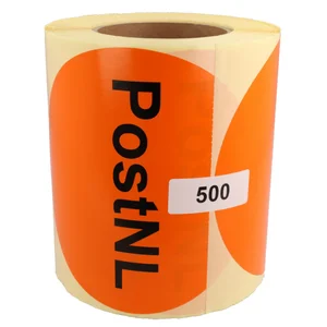 DULA Etiketten rond oranje 150mm - 500 stickers per rol - PostNL