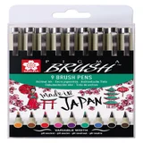 Brushstift Bruynzeel Sakura Pigma assorti 9 stuks