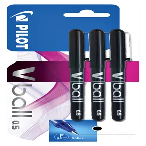 Rollerpen PILOT V-Ball 05 fijn zwart blister à 3 s
