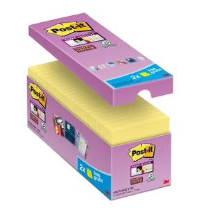 Memoblok Post-it 654 Super Sticky 76x76mm geel 14+