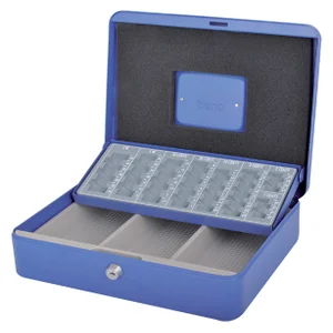 Geldkist Pavo met muntsorteerbak 300x240x90mm blau