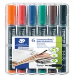 Viltstift Staedtler Lumocolor 318 permanent F set à 6 stuks assorti
