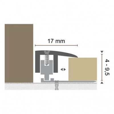 Kuberit Profiel stop zand ALU hoogte 4-9,5mm schro