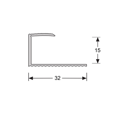 Profiel afsluit ALU rvs vloerdikte 15mm 900mm - St