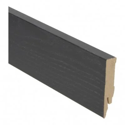 Plint Recht zwart MDF-folie 14x70x2400mm - Stuk