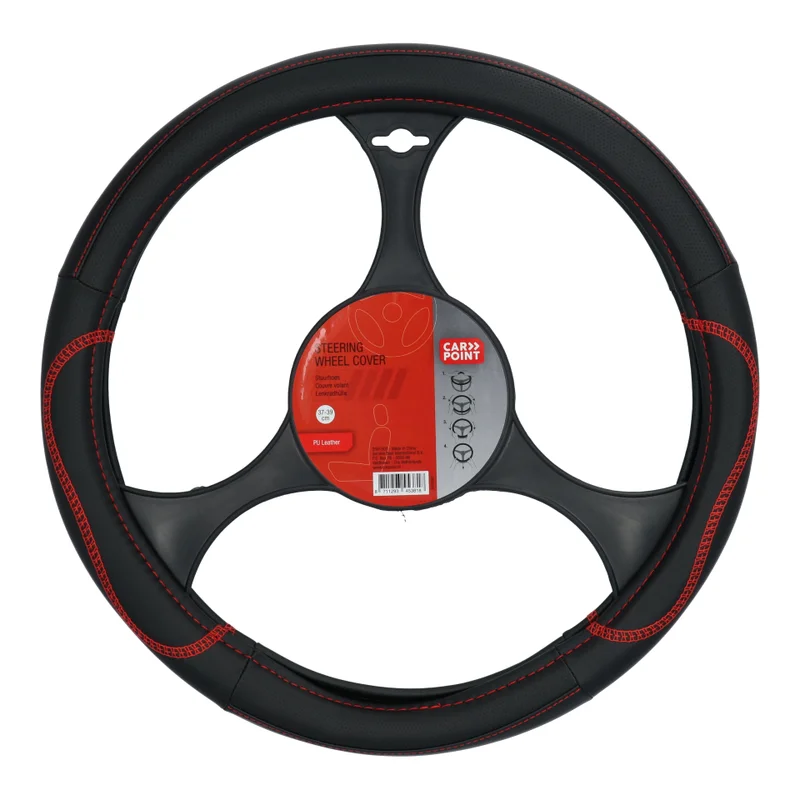 Auto Stuurhoes Leer Rood Zwart Auto Stuurhoes Leer Rood Zwart