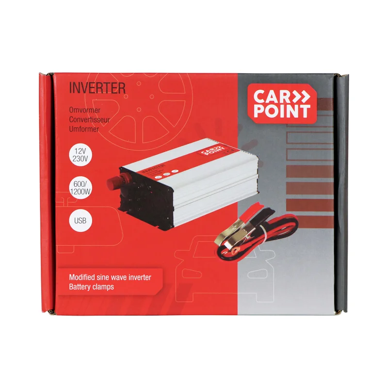 Carpoint Inverter 12V-230V 600W battery clamps | Dresco