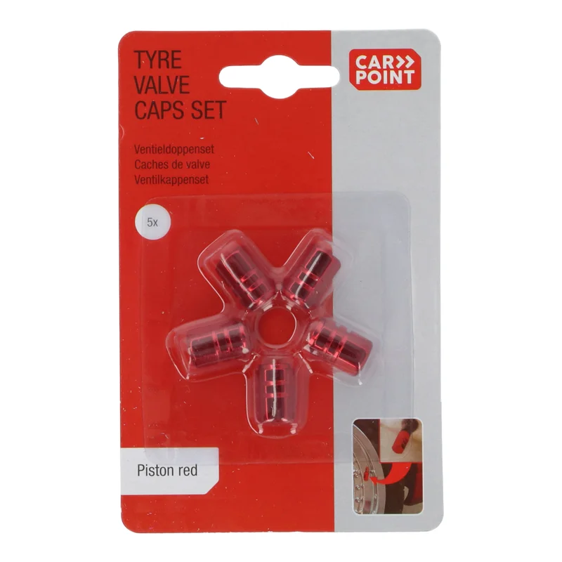 Carpoint Valve Caps Piston Red 5 Pieces | Commandant