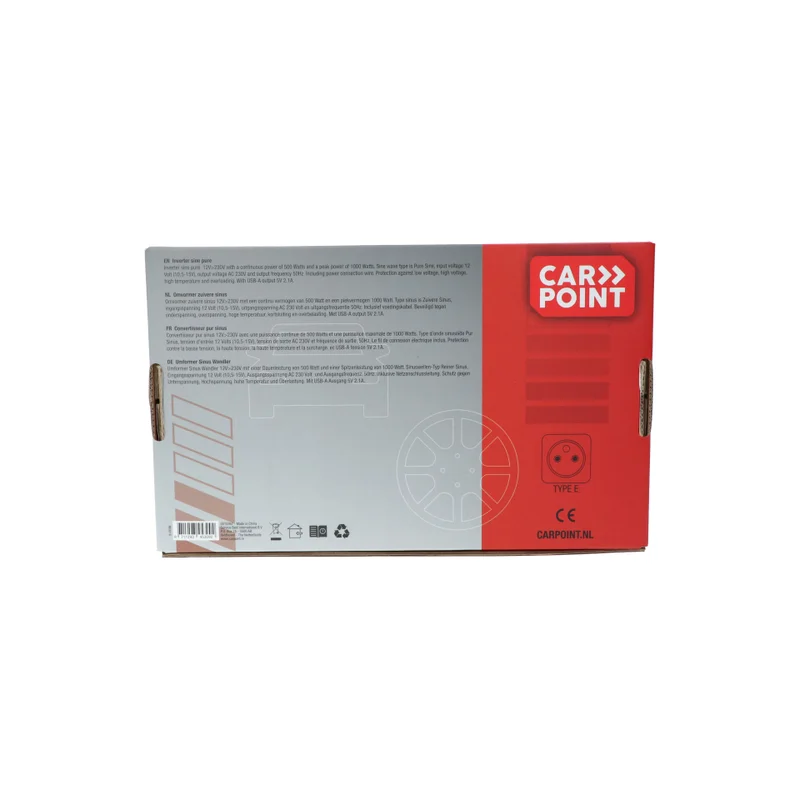 Carpoint Inverter Pure Sine 12V>230V 500W French/Belgian soc