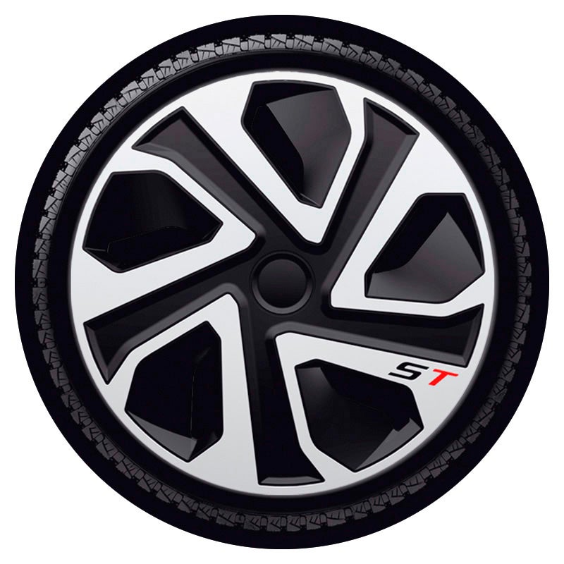 4-Delige J-Tec Wieldoppenset Hero GTR 14-inch zwart/rode ran
