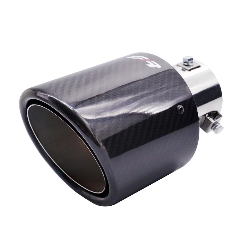Simoni Racing Uitlaatsierstuk Rond/Schuin Glanzend-Carbon+RVS - Ø114xL185mm - Montage 38-63mm