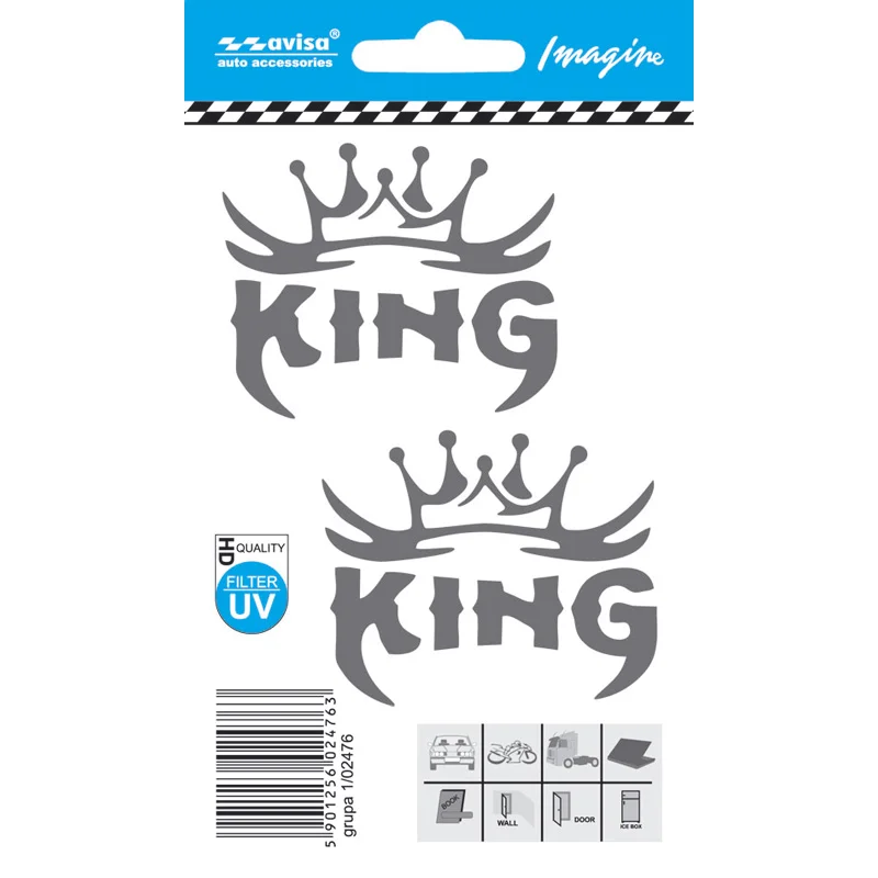 Avisa Auto Tattoo Sticker KING 2 stuks - 6x4,9cm
