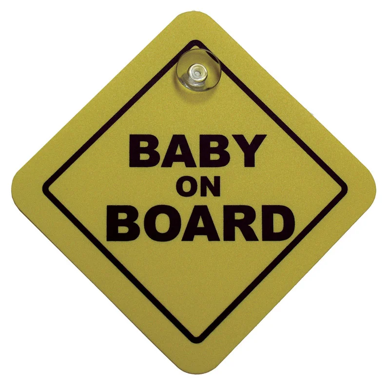 Avisa Sticker/Bordje Baby On Board - geel - 16x16cm