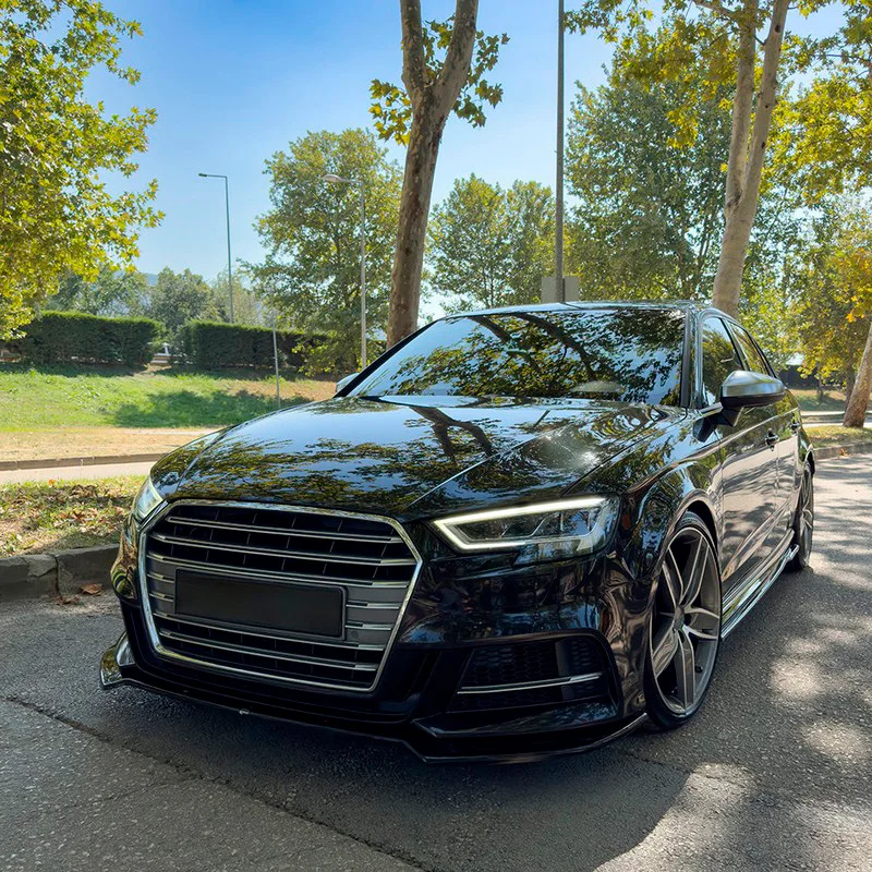 Oneway Voorspoilerlip passend voor Audi A3 (8V) Sportback S-Line/S3 Facelift 2016-2020 – Glanzend zwart