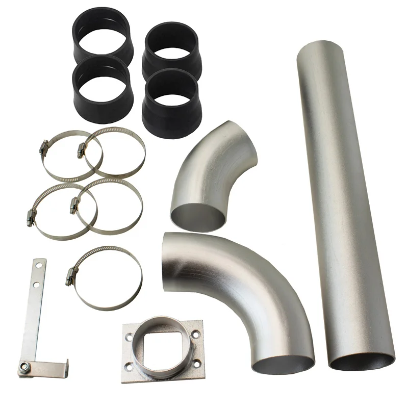 AutoStyle Universele Luchtfilterbuizenset Geanodiseerd Zilverkleurig Mat Aluminium 76mm