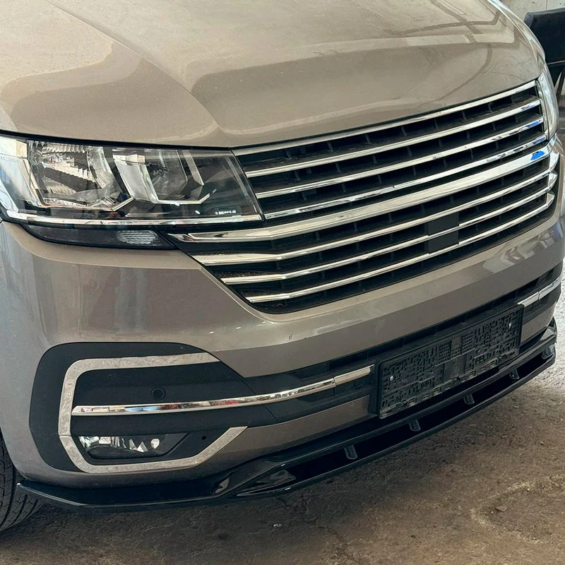 Oneway Voorspoilerlip passend voor Volkswagen Transporter T6.1 2020-2022 – Versie 5 – Glanzend zwart