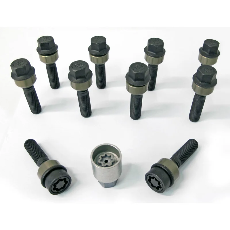 H&R Wielboutenset bolkonisch met beweegbare ring R14 M14x1.50 – Lengte 49mm – Zwart – 10 stuks (Bv. passend voor Porsche) – incl. wielsloten