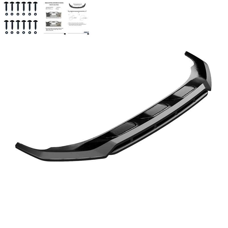 Oneway Voorspoilerlip passend voor Audi Q7 S-Line MK2 Facelift 2019- – Glanzend zwart