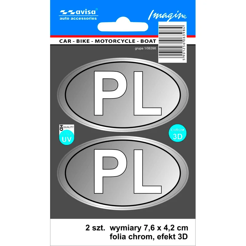 Avisa AutoTattoo Sticker PL 3D Chrome -7,6 x 4,2 cm