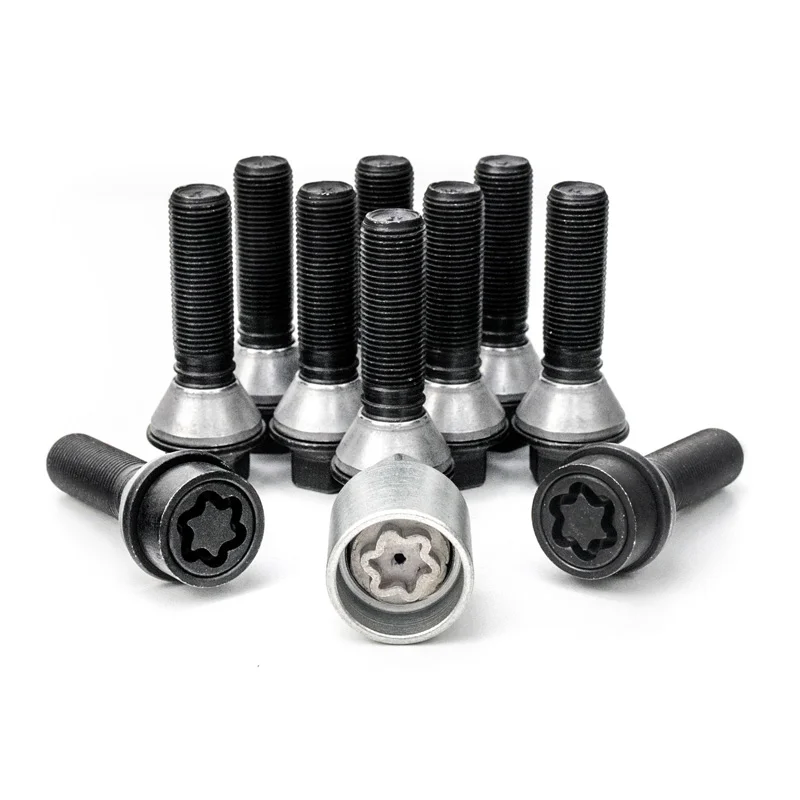 H&R Wielboutenset konisch met beweegbare ring M14x1.25 - Lengte 43mm - Zwart - 10 stuks (Bv. passend voor BMW) - incl. wielsloten