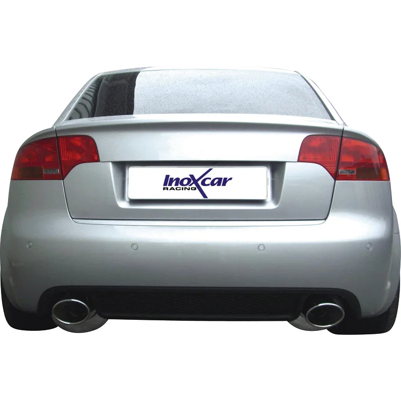 InoXcar 100% RVS Dubbele Sportuitlaat passend voor Audi RS4 4.2 V8 2006- Links/Rechts 150x105mm Oblong