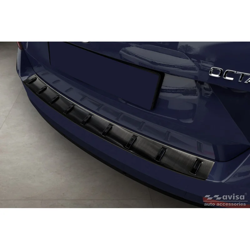 Avisa RVS Achterbumperprotector STRONG EDITION passend voor Skoda Octavia III Combi Facelift 2017-2020 - Zwart