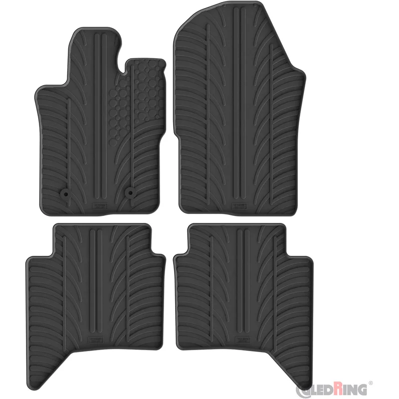 Gledring Rubbermatten passend voor Ford Ranger (Raptor) II 2022- (Benzine) & Volkswagen Amarok II 2022- (T profiel 4-delig + montageclips)