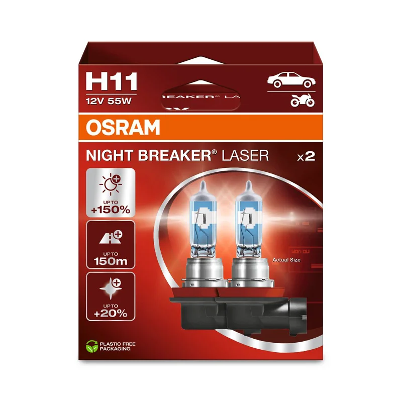 Osram Night Breaker Laser Halogeen lampen - H11 - 12V/55W - set à 2 stuks