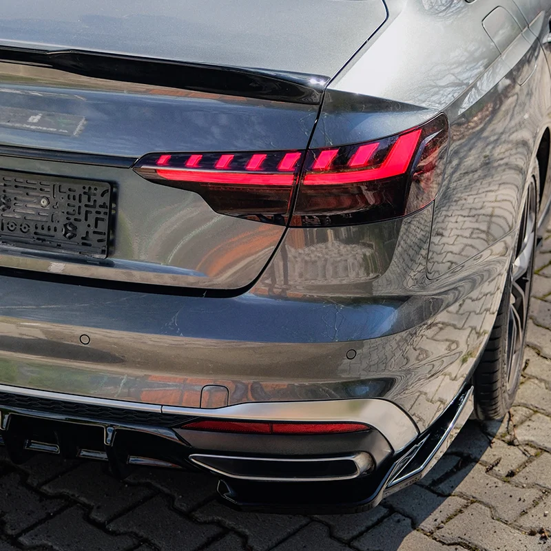 Oneway Achterbumperskirts (Hoeken) passend voor Audi A4 (B9) Sedan/Avant S4/S-Line Facelift 2019-2024 - Glanzend zwart