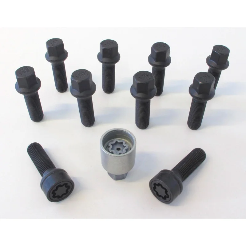 H&R Wielboutenset bolkonisch R14 M14x1.50 - Lengte 68mm - Zwart - 10 stuks - incl. wielsloten
