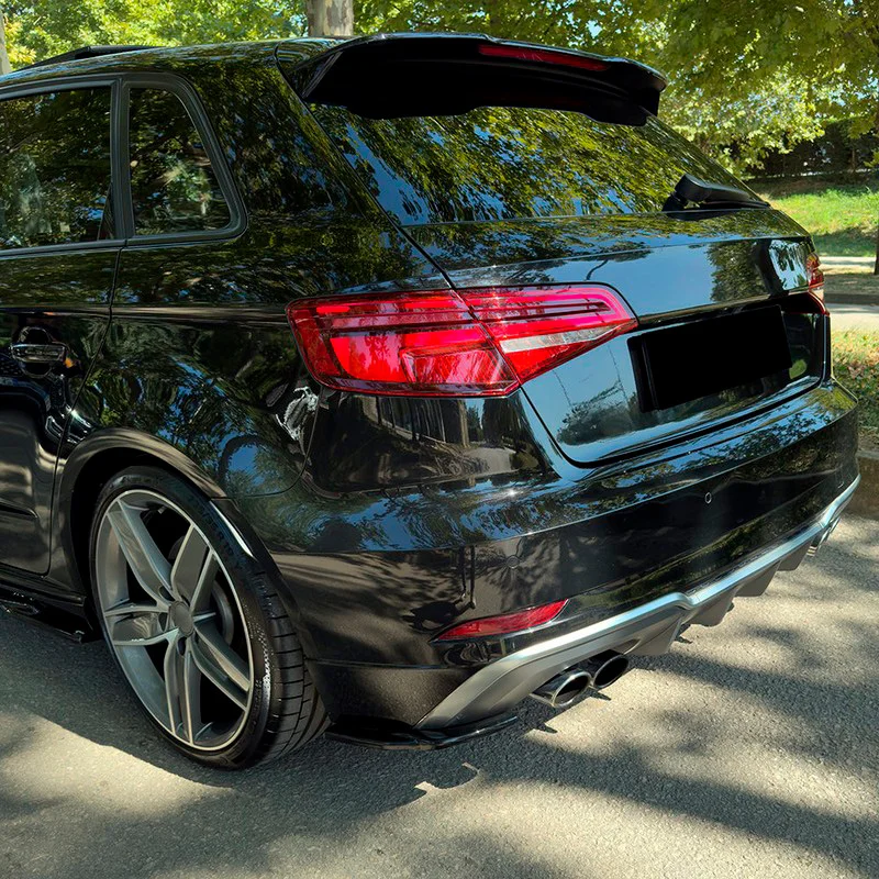 Oneway Achterbumperskirts (Hoeken) passend voor Audi A3 (8V) Sportback S-Line/S3 Facelift 2016-2020 - Glanzend zwart