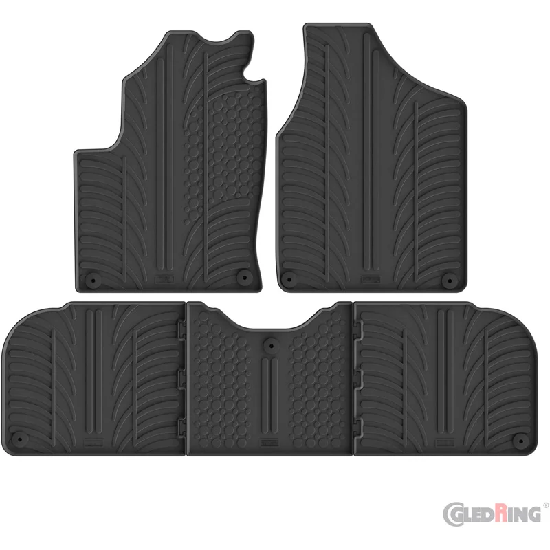 Gledring Rubbermatten passend voor Volkswagen Sharan & Seat Alhambra 1996-2010 (T profiel 5-delig + montageclips)
