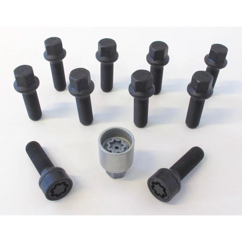 H&R Wielboutenset bolkonisch R14 M14x1.50 - Lengte 45mm - Zwart - 10 stuks - incl. wielsloten