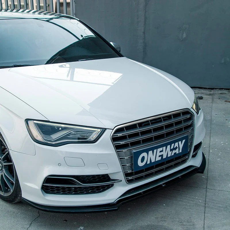 Oneway Voorspoilerlip passend voor Audi A3 (8V) Sedan/Cabrio S-Line/S3 2013-2016 - Versie 2 - Glanzend zwart