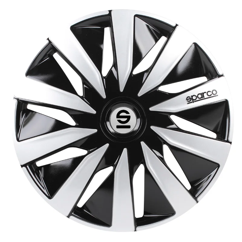 Sparco Wieldoppen Lazio - 14-inch - Zwart/Zilver - Set van 4 stuks