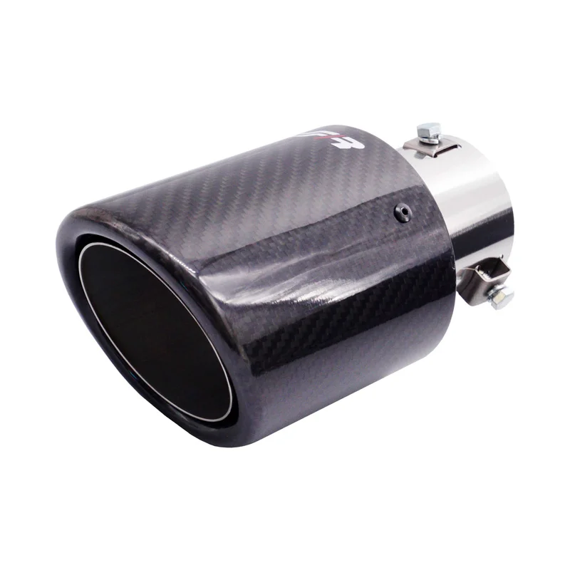 Simoni Racing Uitlaatsierstuk Rond/Schuin Glanzend-Carbon+RVS - Ø102xL180mm - Montage 38-63mm