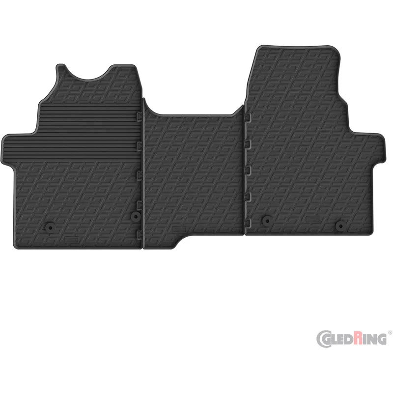 Gledring Rubbermatten passend voor Ford Transit Custom Furgon 2023- (Handgeschakeld, stoel/bank) & Volkswagen T7 Transporter 2024- (G profiel 3-delig + montageclips)