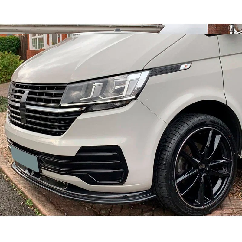 Oneway Voorspoilerlip passend voor Volkswagen Transporter T6.1 2020-2022 – Glanzend zwart