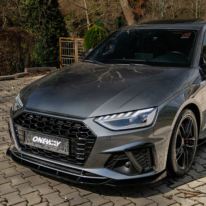 Oneway Voorspoilerlip passend voor Audi A4 (B9) Sedan/Avant S4/S-Line Facelift 2019-2024 – Glanzend zwart