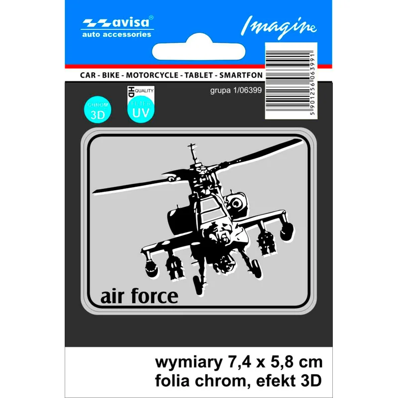 Avisa AutoTattoo Sticker Helicopter 3D Chrome - 7,4 x 5,8 cm