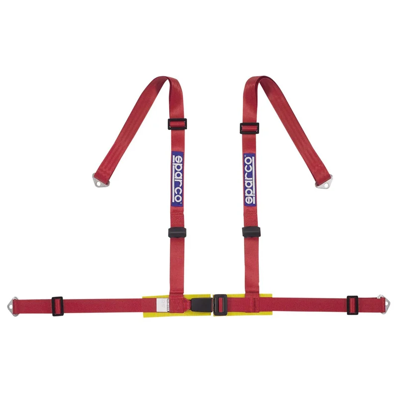 Sparco 4-Punts Sportgordel - Rood - incl. Bekkenbeschermer & Schroefbevestiging (E-Keur)