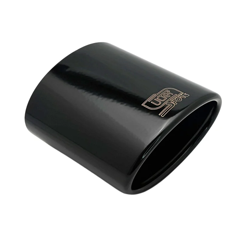 Ulter Sport Uitlaatsierstuk - Ovaal 120x80mm Schuin - Lengte 120mm - Montage 50-65mm - Zwart RVS