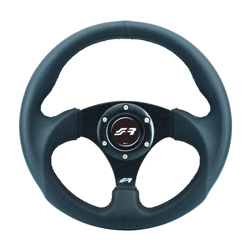 Simoni Racing Universeel Sportstuur 'Rolle' - Zwart Eco-Leder - Diameter 300mm