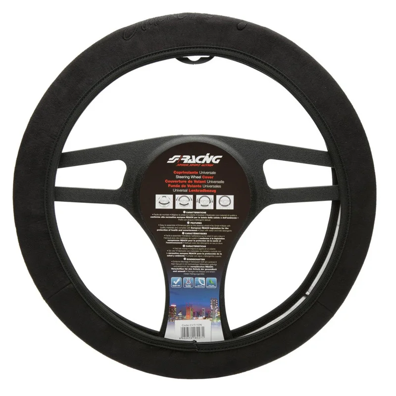 Simoni Racing Stuurwielhoes Black Face - Zwart Microvezel - 35-38mm
